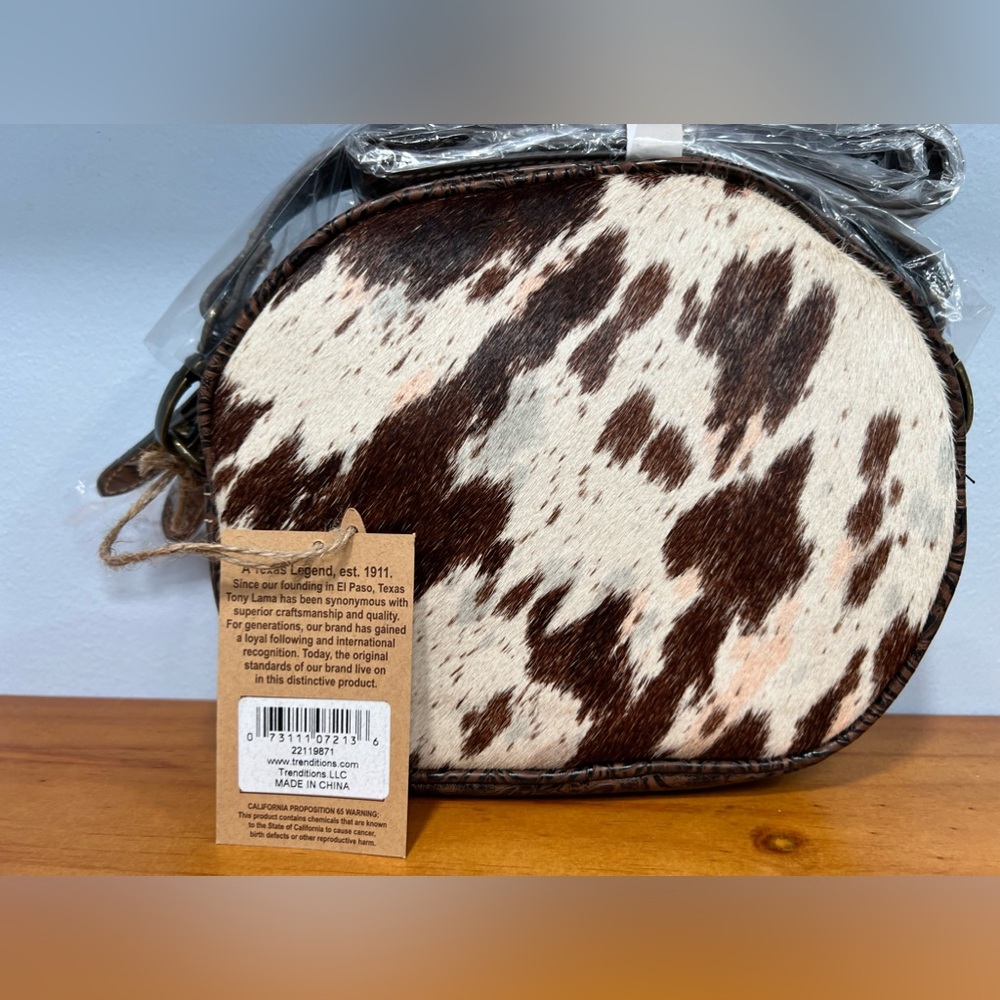 TONY LAMA NWT Genuine Cowhide Embossed Leather Tooled Accents Crossbody Bag NEW - Picture 3 of 13